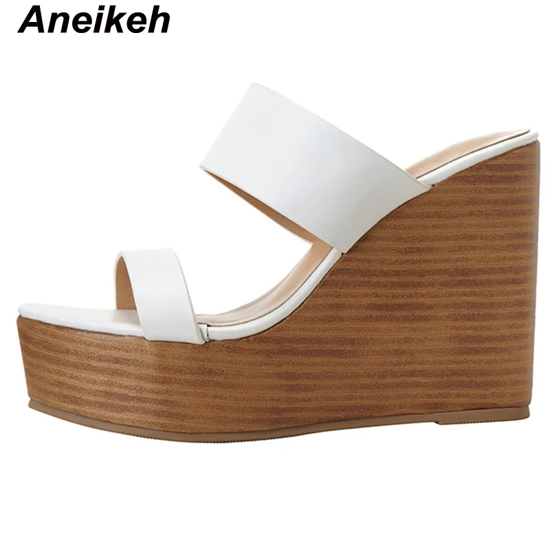 

Женские шлепанцы на танкетке Aneikeh, летние очень высокие сандалии на платформе, римские шлепанцы, Нескользящие, новая мода 2024 года, с открытым носком