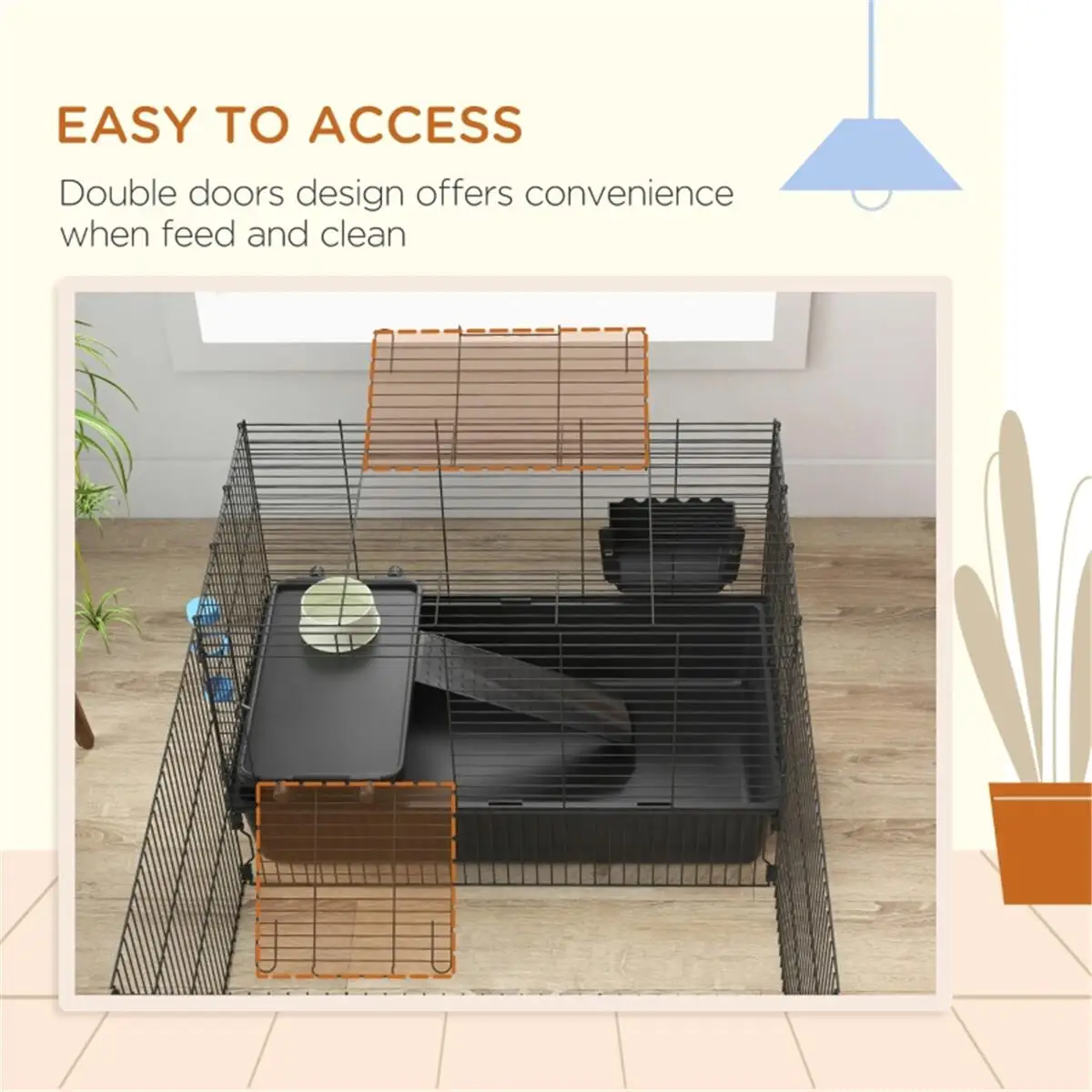 Portable Small Animal Playpen Cage for Rabbits, Guinea Pigs, Ferrets & More-Easy Assembly & Safe Enclosure