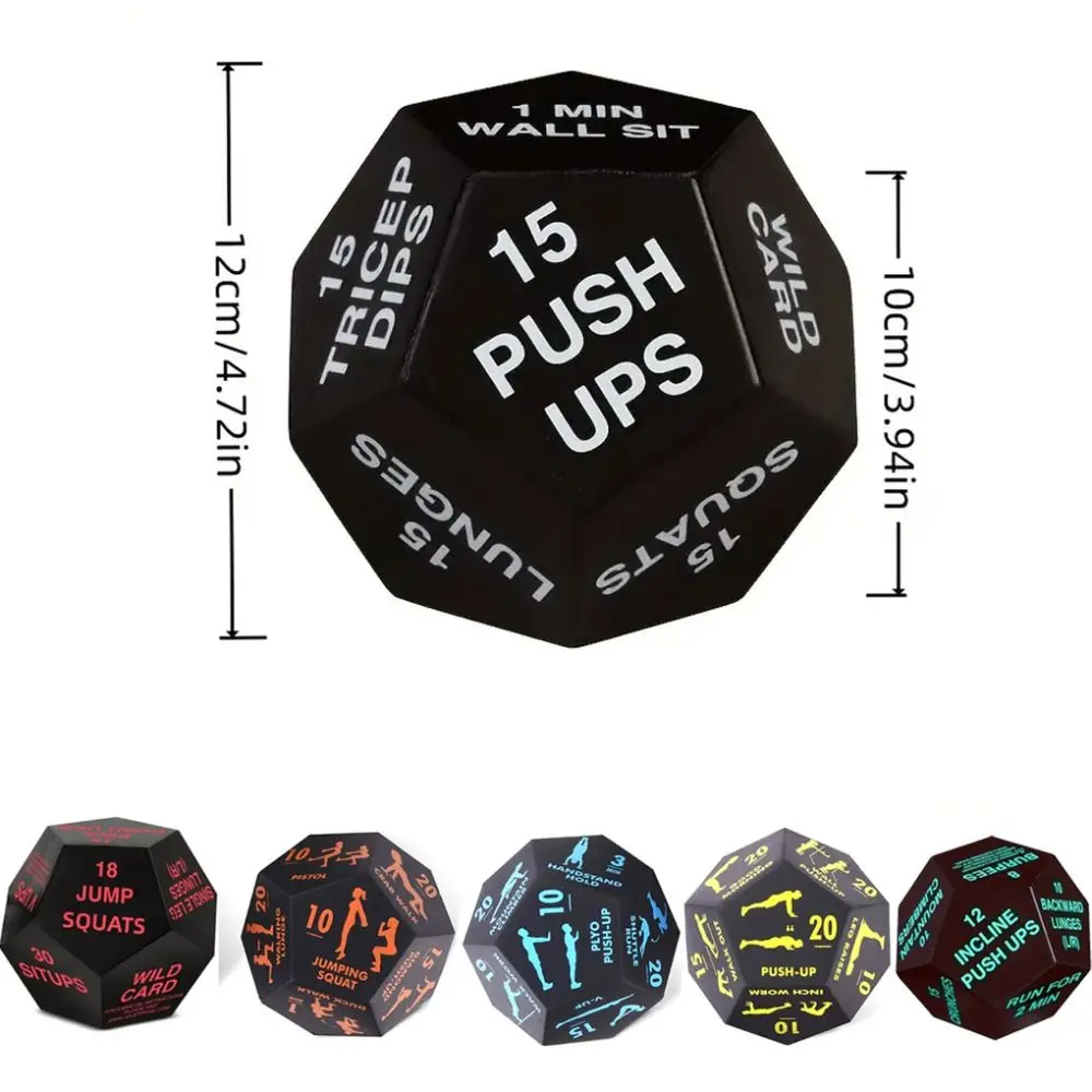12 Sided Fitness Action Choice Dice Lightweight Soft Foam Exercise Toy Funny Interactive Bodyweight Training Dice Gym Workouts