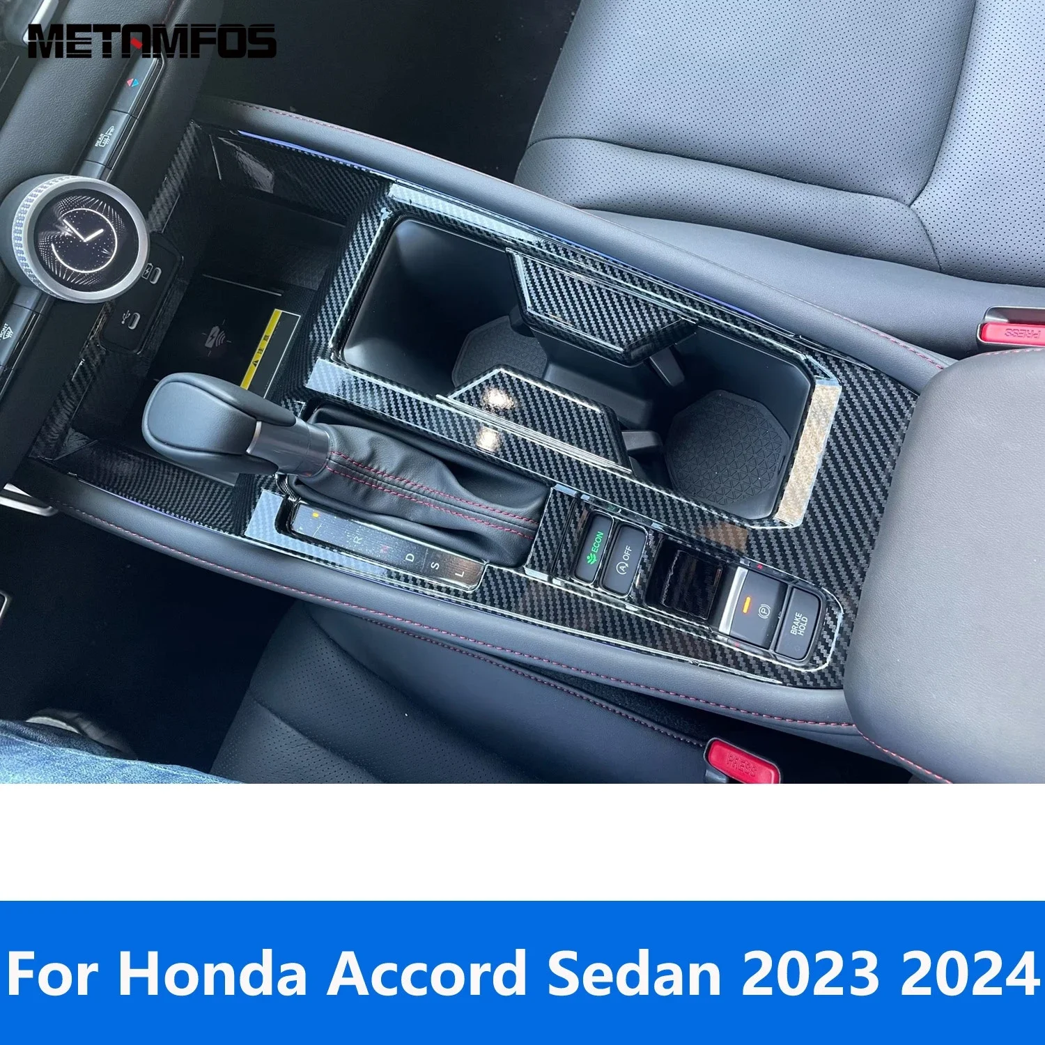 

Автомобильные аксессуары для Honda Accord Sedan 2023 2024 внутренняя коробка переключения передач из углеродного волокна крышка отделка подстаканник Фотоэлементы