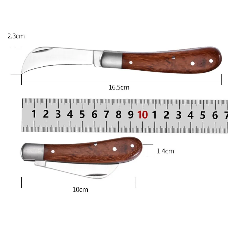 Folding Grafting Knife Grafting Tools Grafting Pruning Knife Professional Garden fruit tree Grafting Cutter Wooden Handle Knife 5