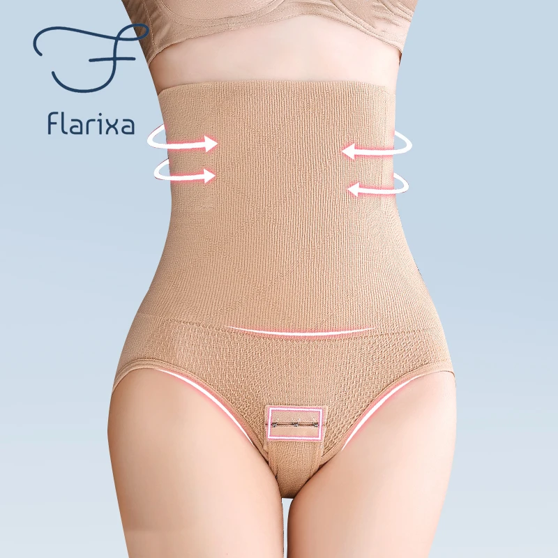 

Flarixa Women's High Waist Flat Belly Panties Postpartum Abdomen Pants Body Shaping Underwear Sexy Breasted Open Crotch Lingerie