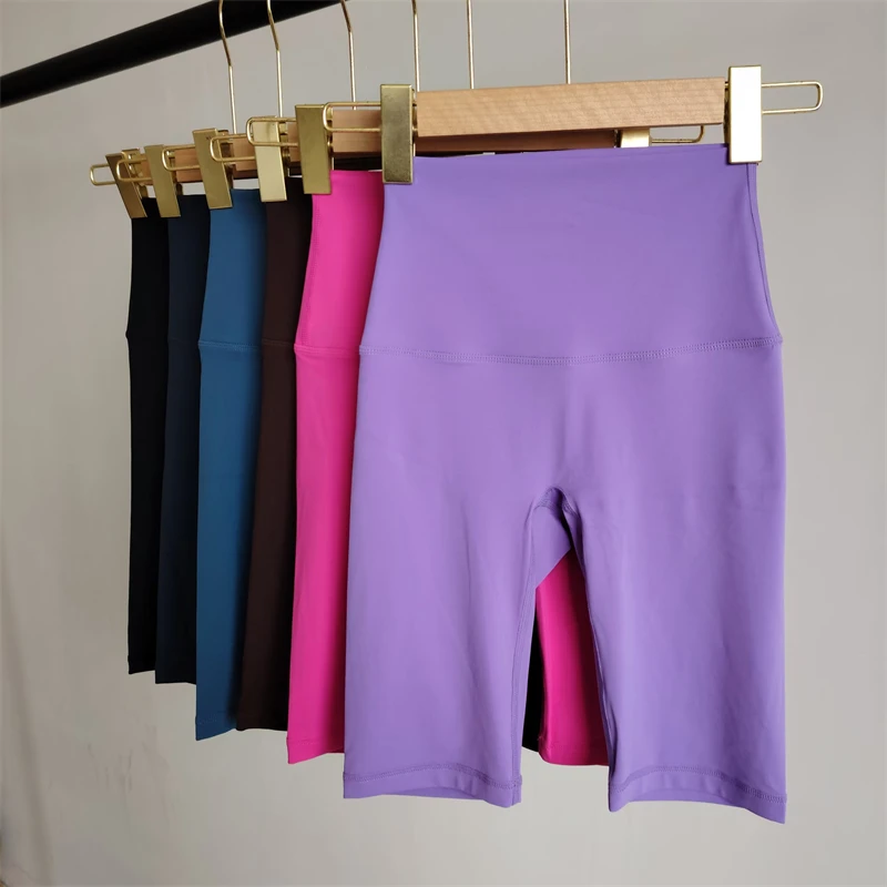 Women's Sports Fitness Tight Shorts Running Exercise Riding High Waist Yoga Shorts Soft Breathable Traceless Sexy 5 Points Pants