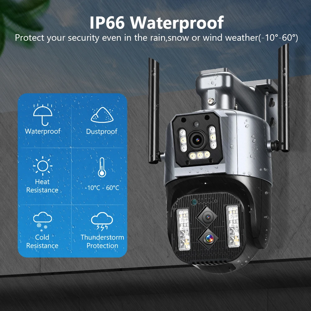 MOVOLS 8MP Three Lens WIFI IP Camera 10X Optical Zoom Outdoor PTZ Auto Tracking
