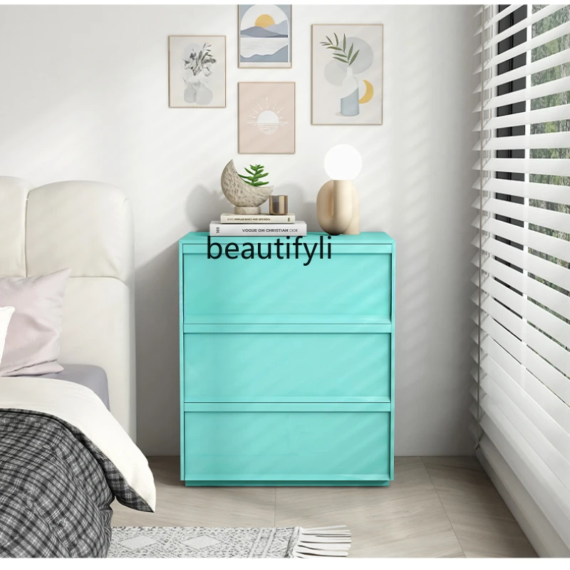 

Designer Creative Bedside Table Three Drawer Multi-Functional High Three-Bucket Cabinet Greige