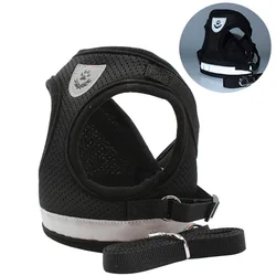 Premium Adjustable Breathable Pet Harness with Reflective Leash - XS (0.5-1.5kg) (Style A Black)