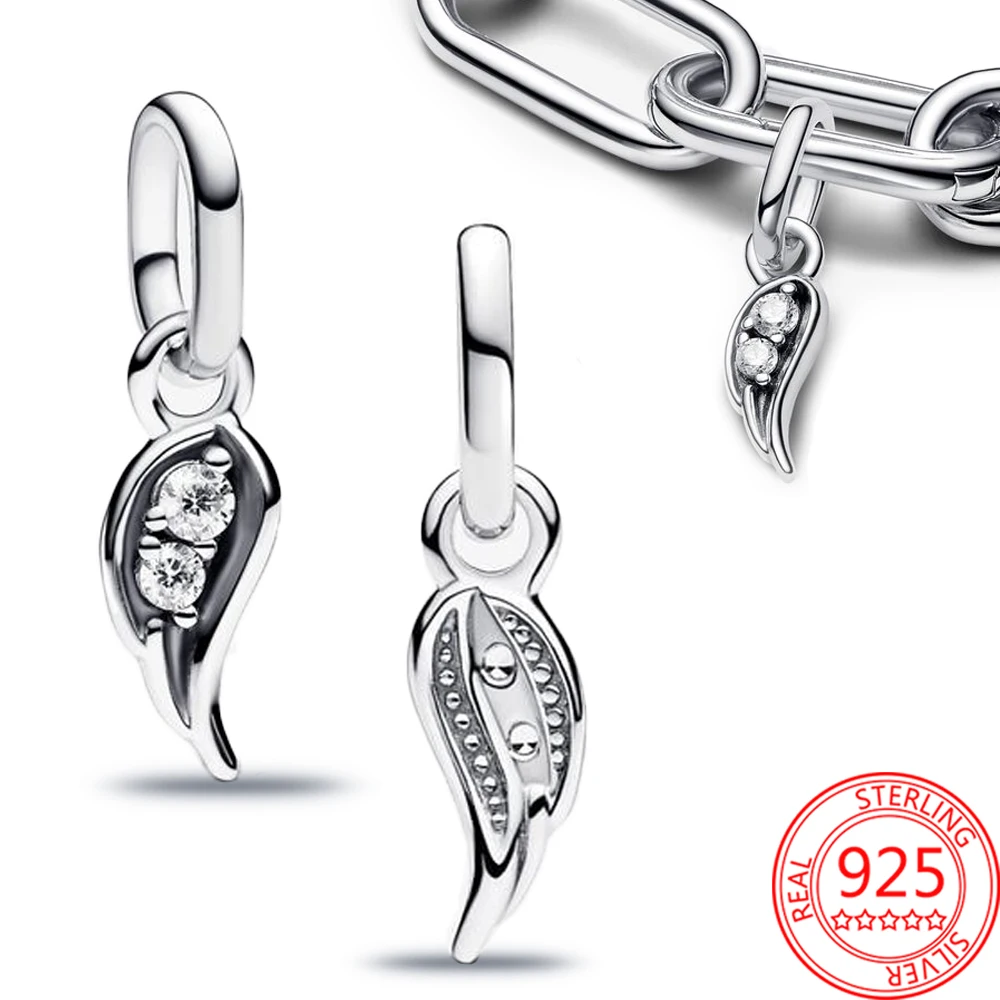 

Silver Wings 925 Sterling Silver ME Sparkling Angel Wing Mini Dangle Charm Fit Pandora Bracelet Party Gift Pendant