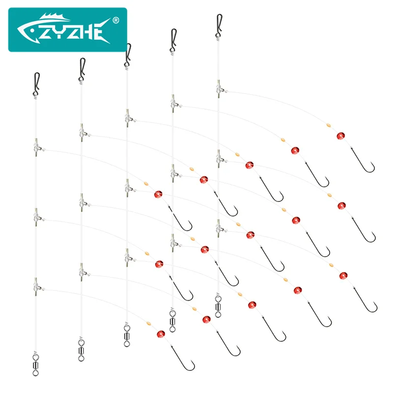 Montage flapper rig ZYZHE pré-monté pour pêche en mer depuis la plage - taille 2#/1/0#