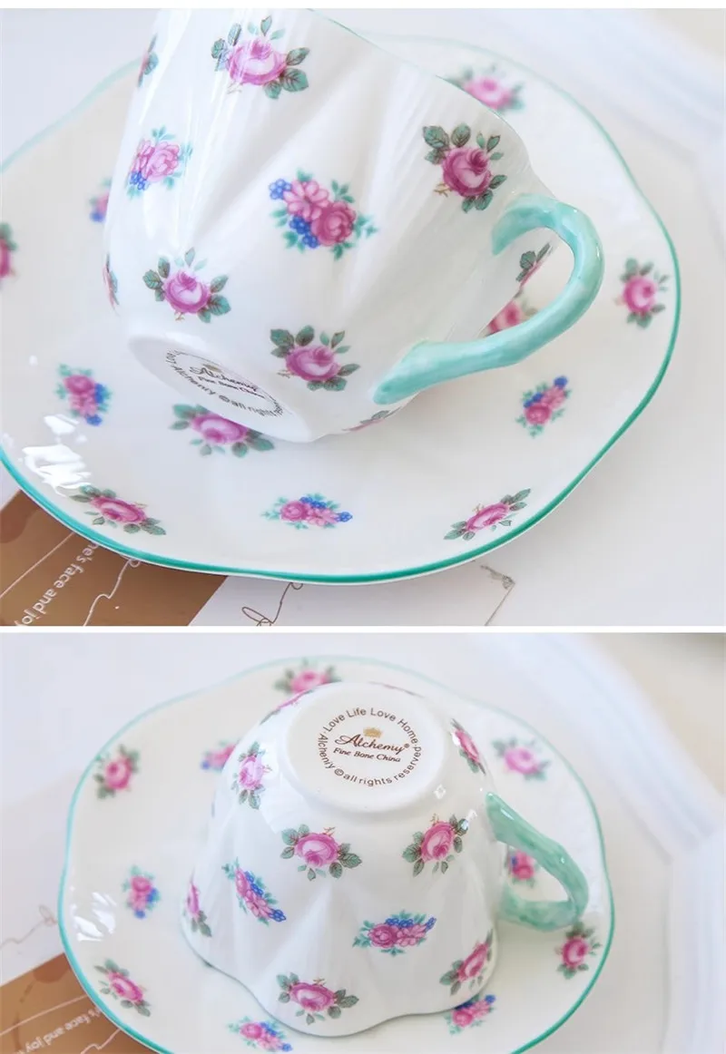 Description Picture 5 of itemCeramic Coffee Cup & Saucer Bone China Porcelain Tea Milk Mugs Kitchenware Flower Finished Birthday Presents Wedding Gifts New
