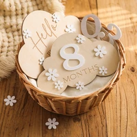 Wooden Baby Month Photography Prop Cloud Shape Record Card Newborn Birthday Gift Milestone Card Souvenir Baby Photo Accessories 2
