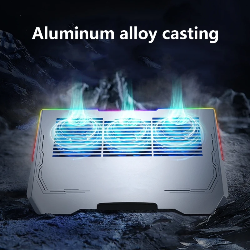 Aluminum LED Gaming Pad Stand External Fan Cooling Laptop With USB/USB C Port_voghion.com