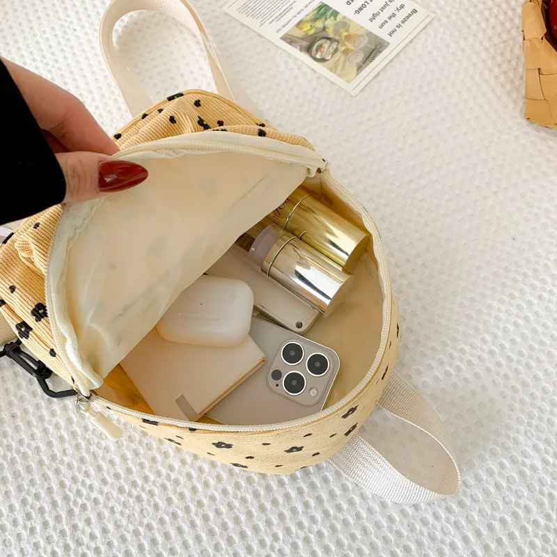 Cute Small Flowers Corduroy Mini Backpack Women's Lightweight