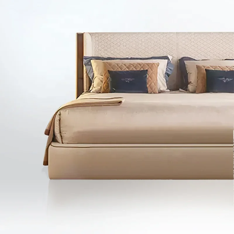 Designer Queen Bed Italian Minimalist Modern Nordic Leather Bed Designs King Size Luxury Double Hotel Beds