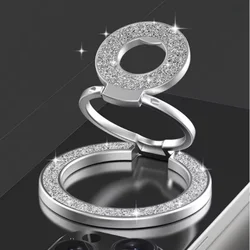 Magnetic Phone Ring Holder with Portable Folding Stand and Universal Grip (Slivery)