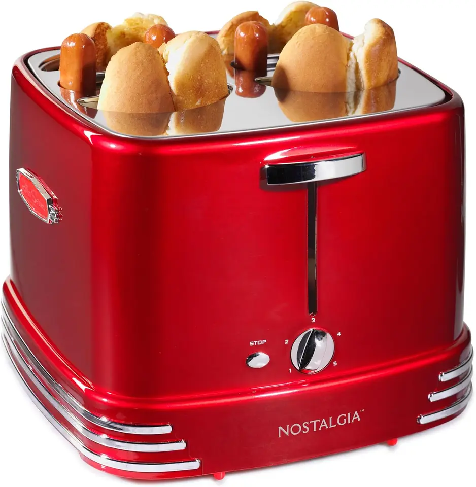 4 Slot Hot Dog and Bun Toaster with Tongs