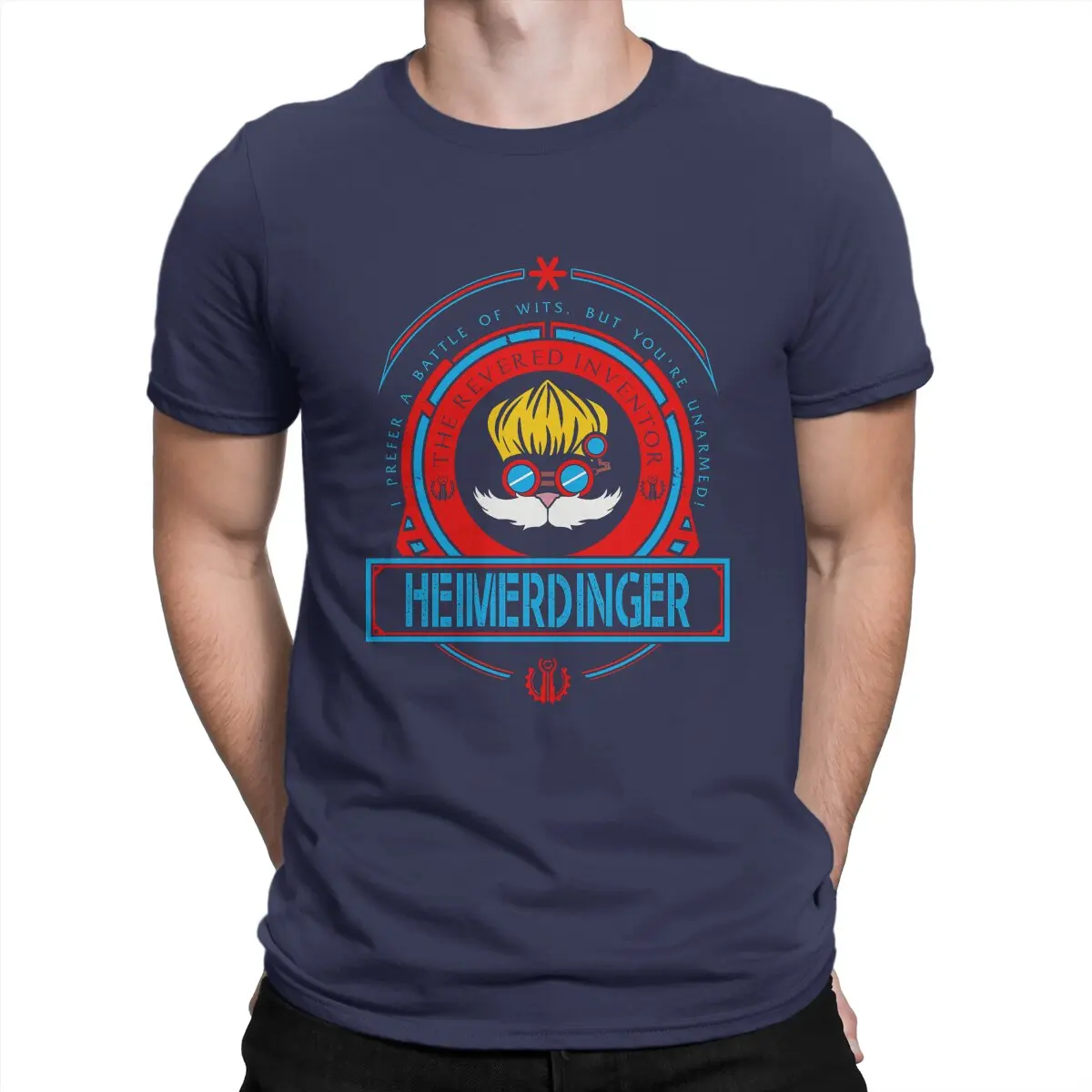 thumbnail image 1 of Camiseta hipster HEIMERDINGER para hombre, de algodón, cuello redondo, de manga corta, de Arcane League of Legends, LOL Game, 1 of 7