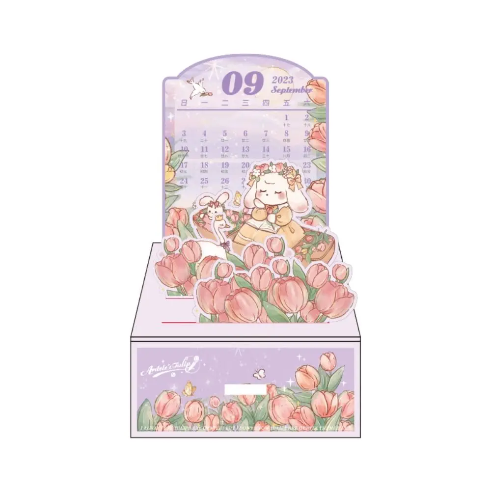 

Desktop Organizer Tulip Rabbit Desk Calendar Yearly Agenda Time Planner 2024 Desk Drawer Calendar To-do lists High-End