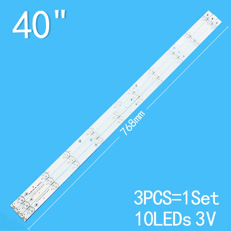 

New 3PCS/lot 768mm 10LEDs 3V For 40" TV Toshiba DL4077 Seml DL4077i SDL400FY(QD0-400) _ 40E36_A_x1 B_x2 SDL400FY