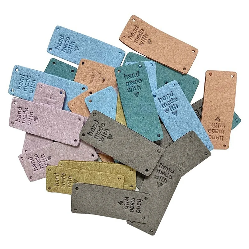 Handmade PU Couro Tags com Amor, Falso Couro, Costurar Em Etiquetas, Enfeite, Acessórios De Malha, 50Pcs