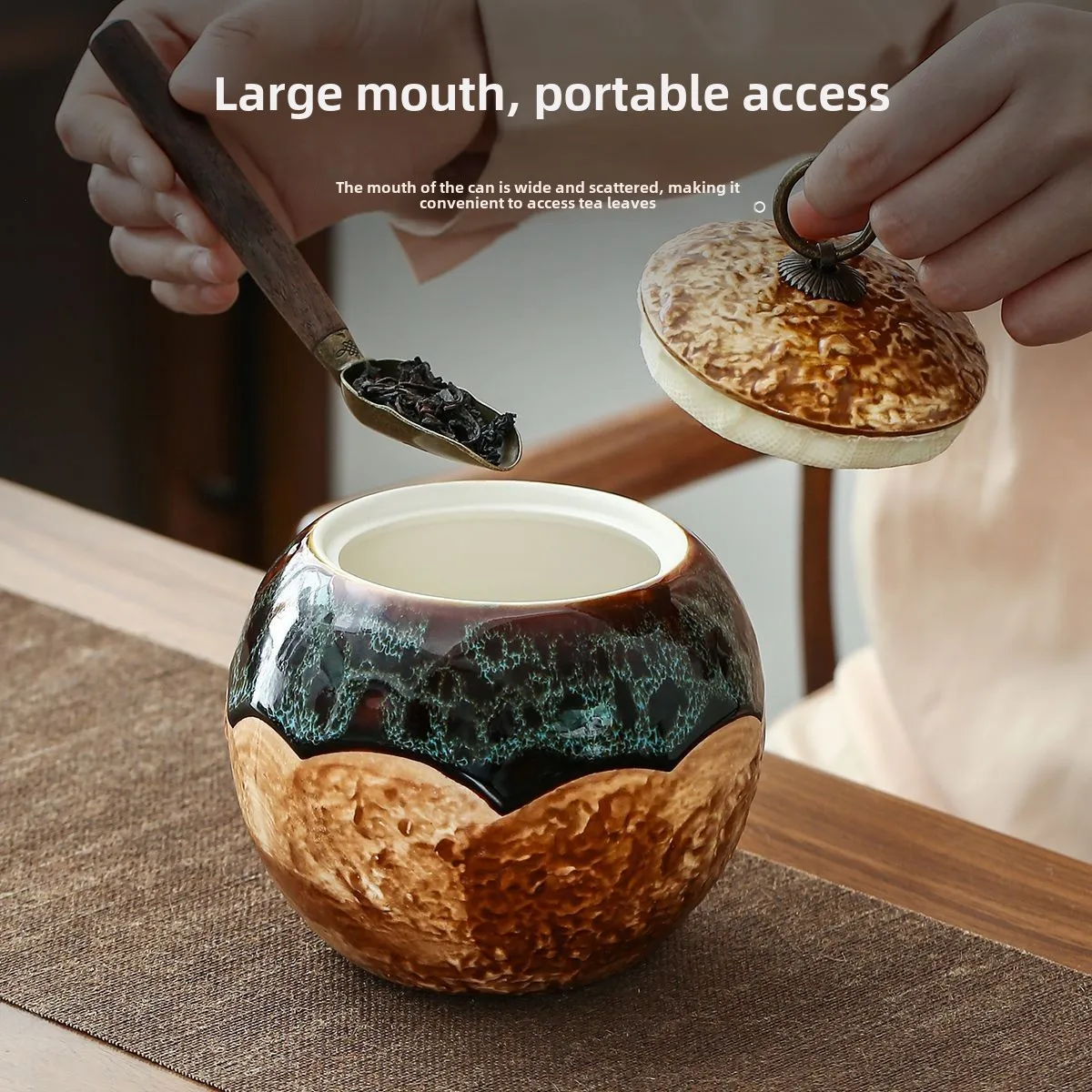 Creative Kiln Porcelain Glaze Ceramic Storage Pot Indoor Sealed Tea Pot Moisture-proof Food Coffee Pot Ornament Home Decoration 5