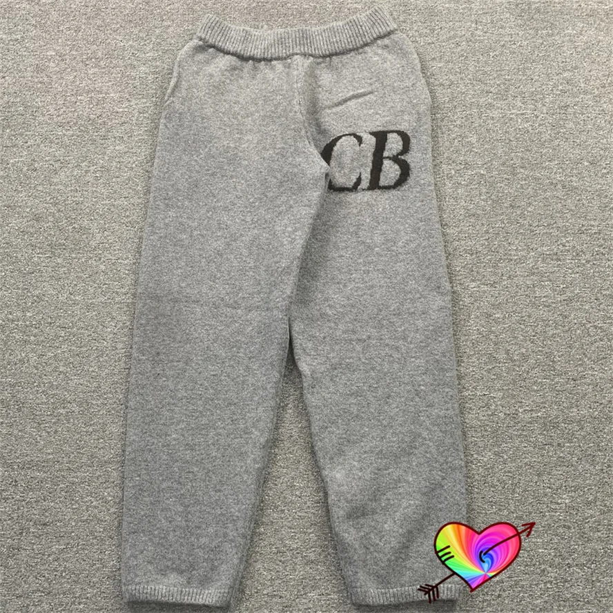 

Slightly Loose Cole Buxton CB Logo Pants Men Women Grey Cole Buxton Knit Sweatpants Thick Wool Blend British Trousers