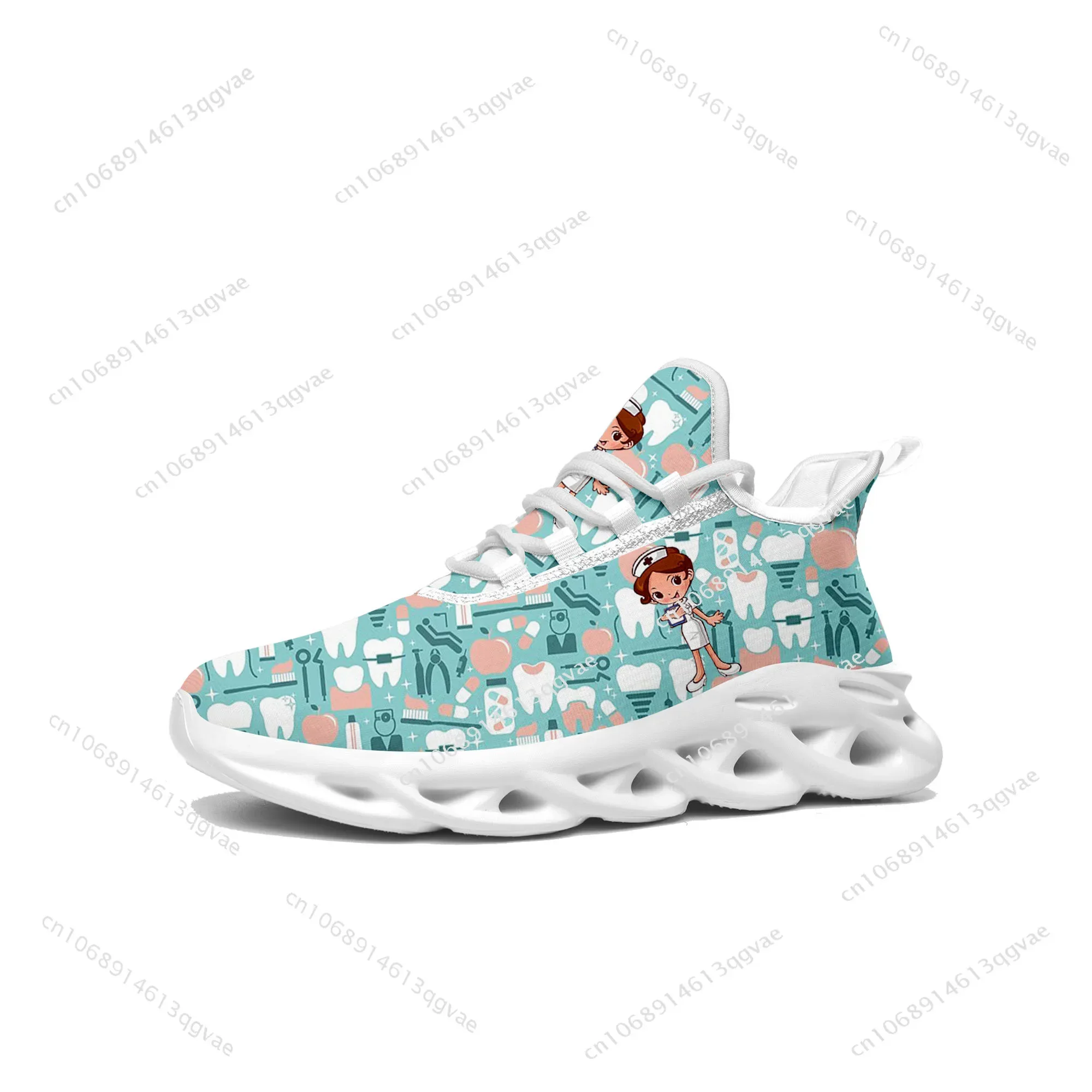 Tooth Dentist Cartoon Flats Sneakers Mens Womens Sports Running High Quality Sneaker Lace Up Mesh Footwear Tailor-made Shoe