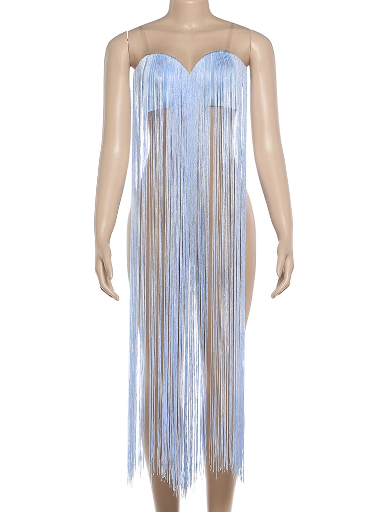 Nibber Club Long Tassel Camisole Women Invisible Straps Summer New Trend Hipster Beach Vacation Matching Fashion Sexy Tank Tops