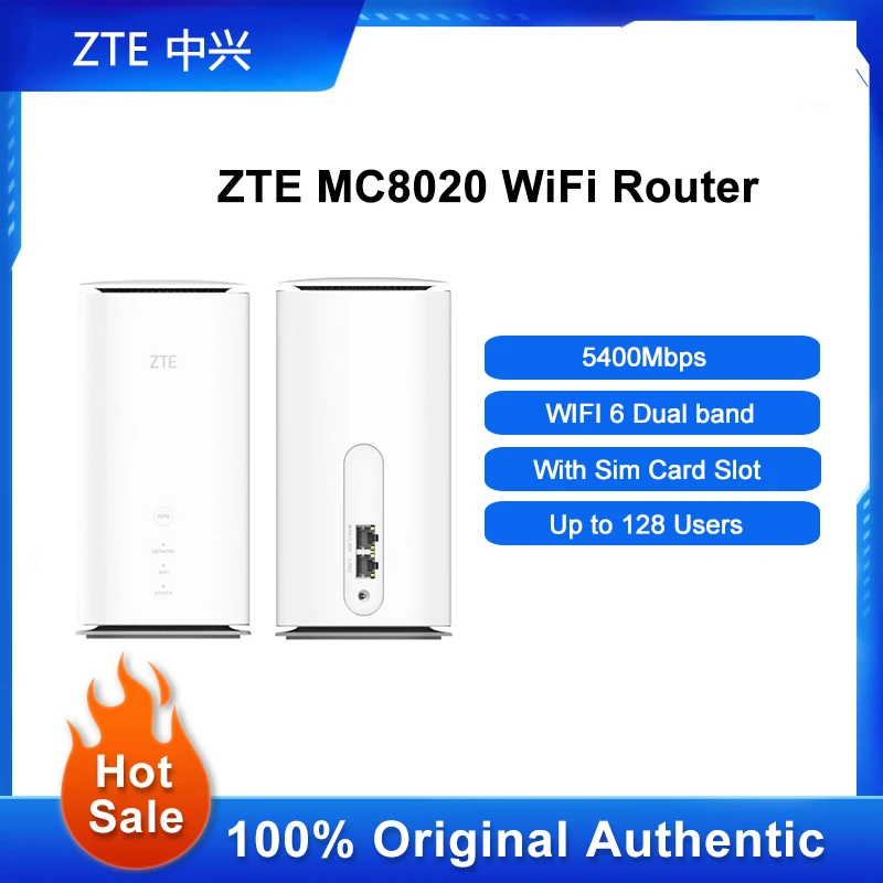 

Original ZTE MC8020 WiFi Wireless Router 5G Modem CPE WI-FI 6 Dual Band 5400Mbps Extend Amplifier Sim Card Slot Network Repeater