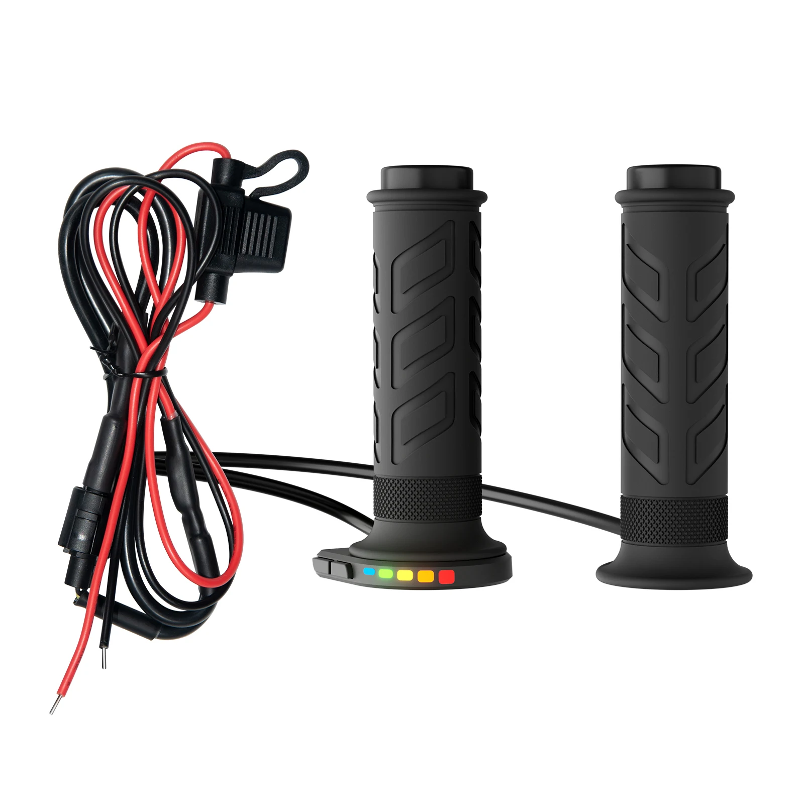 1 Pair 12V 22mm Heated Grips Universal Heated Hand Grips Handlebar Heater 5-Gear Temperature Adjustable Universal Motorcycle