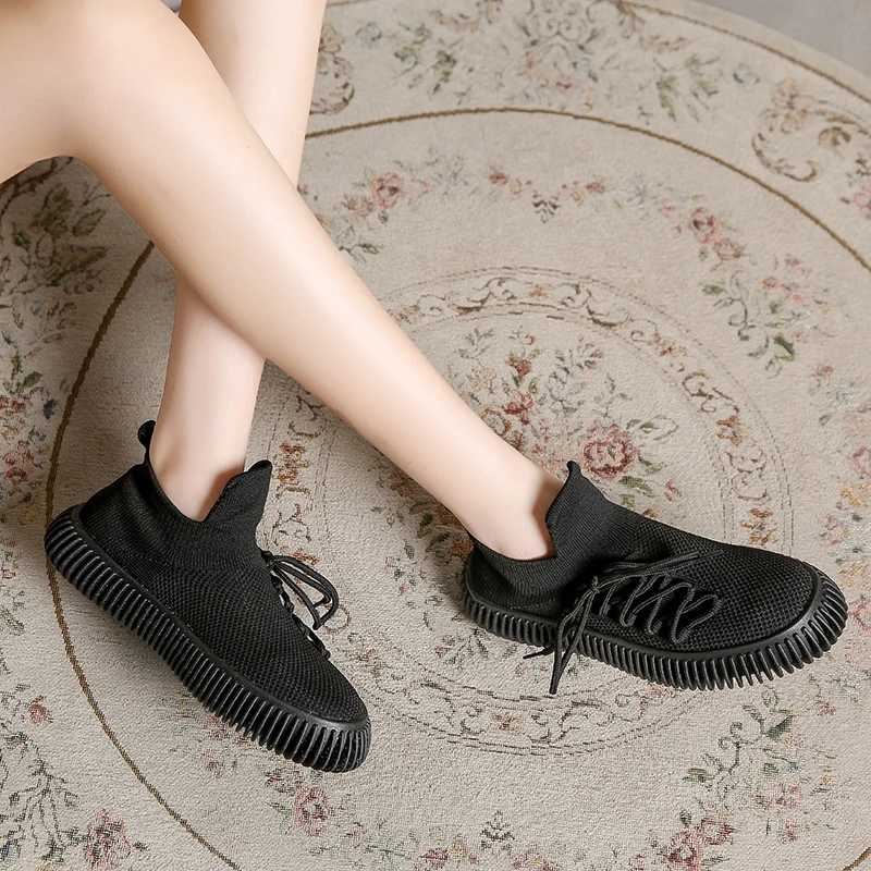 Women Casual Sneakers Pump Shoes for Women Knitted Shoes Round Toe