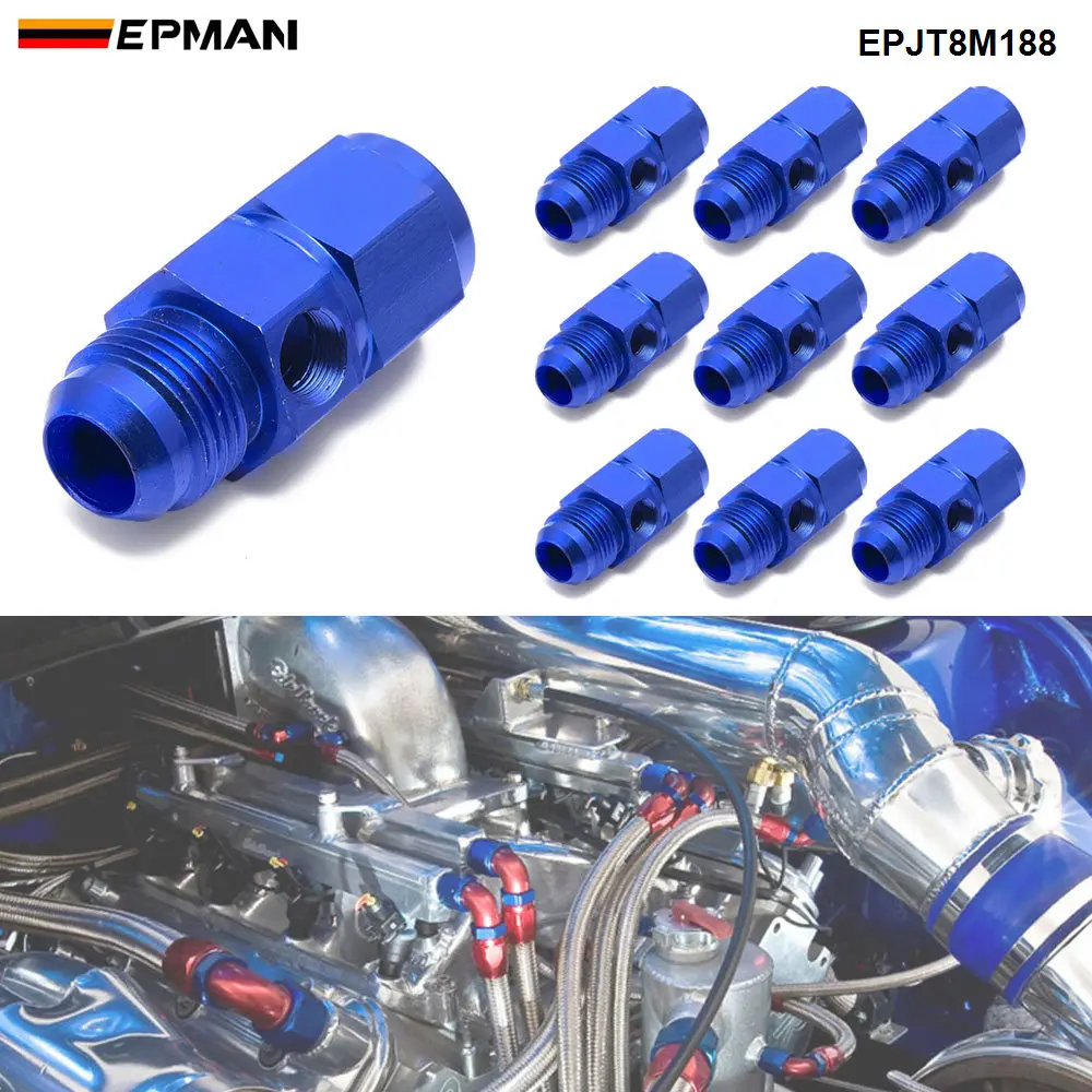 

EPMAN 10 шт., алюминиевая Женская/мужская модель, мужская клеш, соединение 1/8 дюйма NPT, боковой порт, давление масла, топливный фитинг, Adatper, синий EPJT8M188