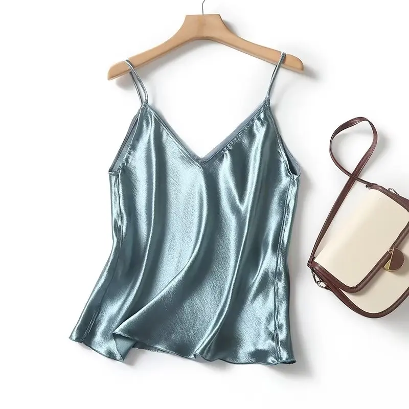 

Dave&Di French Elegant Lazy Fashion Wind Satin Camisole Top Summer Shirt Ladies Blouse