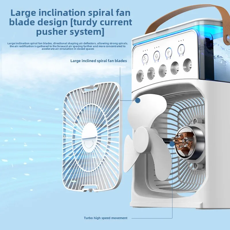 Portable 3 In 1 Fan AIr Conditioner Household Small Air Cooler LED Night Lights Humidifier Air Adjustment Home Fans
