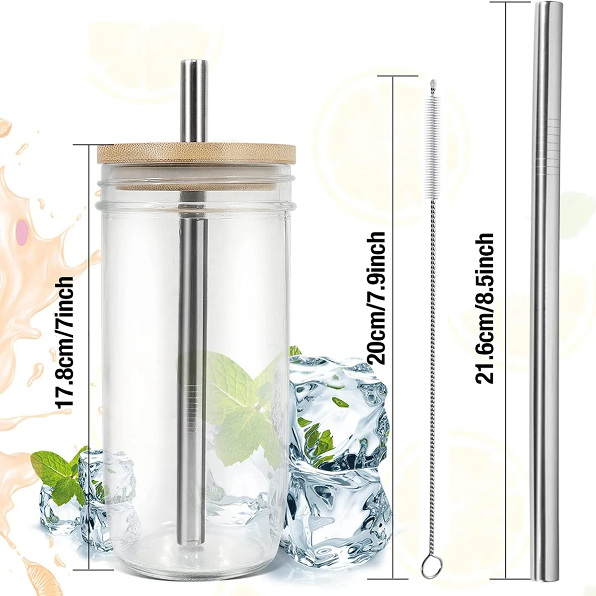 750ML Drinking Cup Bubble Tea Glass Cup With Bamboo Lid Reusable Glass Boba  Smoothie Cup With Stainless Steel Straw Cup ZC206 - AliExpress