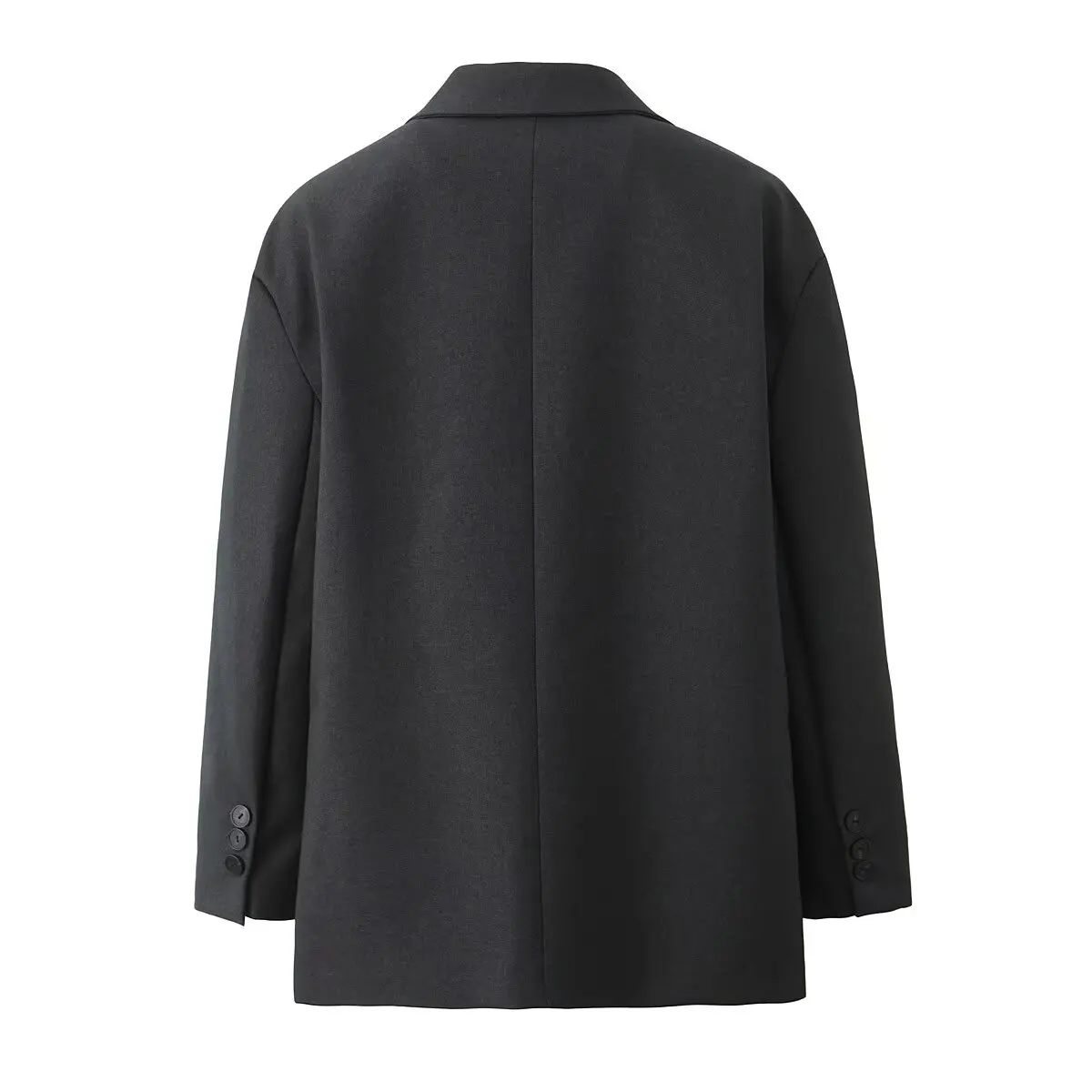 Chill Dark Gray Oversized Blazer Boyfriend Vintage Women Notched Collar Loose Suit Fashion Coat