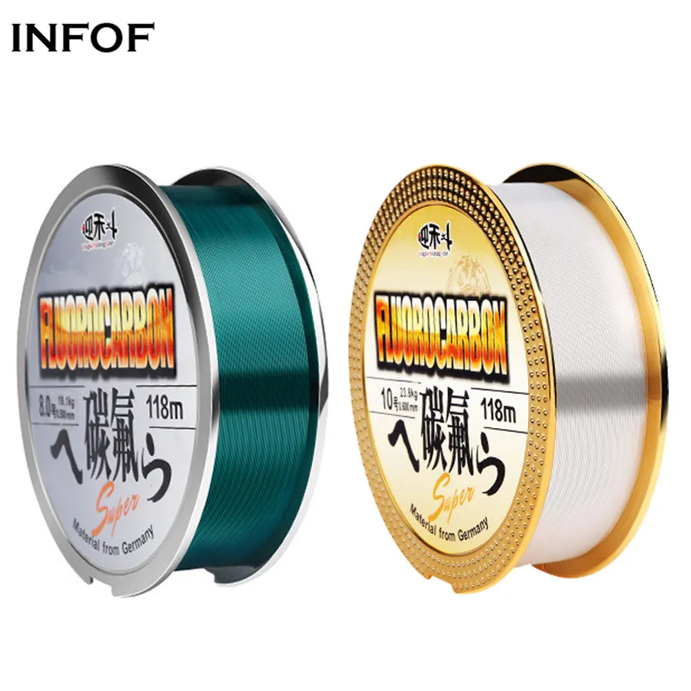 

1-piece Super Strong Monofilament Nylon Fishing Line Fluorocarbon Coated 118M Carbon Fiber Leader Line Saltwater Fishing Line