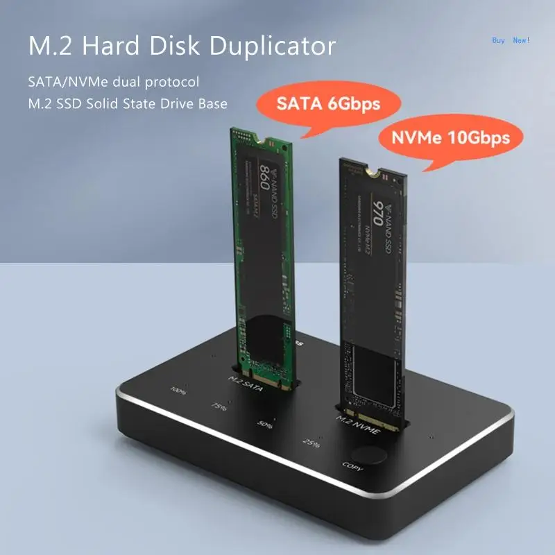 

Клон для M.2 NVMe Dual Bay Disk Base10 Гбит/с Сверхбыстрый корпус дубликатора