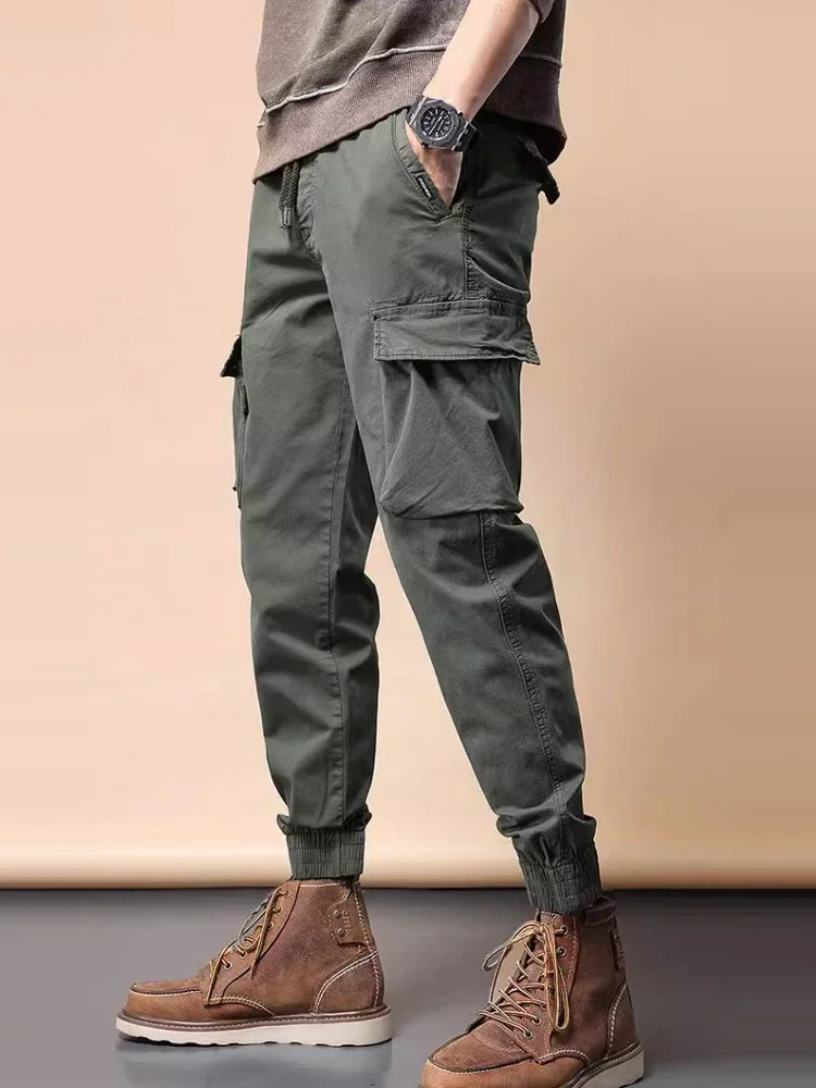 

n retro overalls men's summer baggy men's slacks wide-legged Harlan pants men