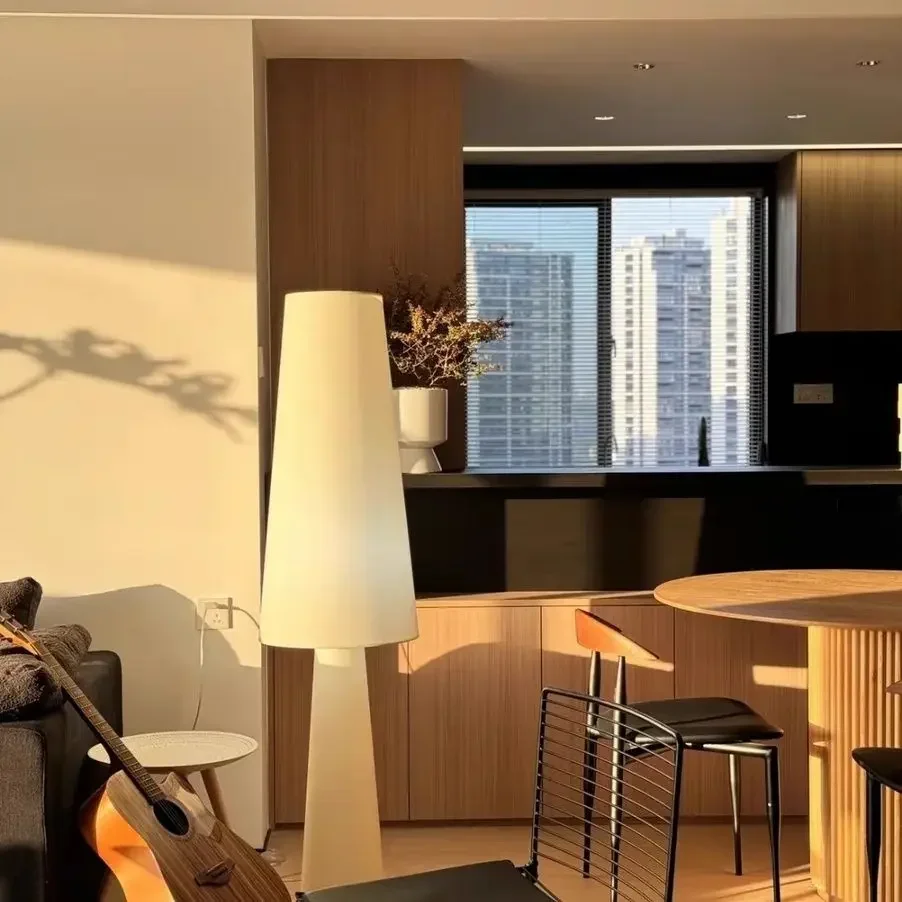 Nordic Minimalist Floor Lamp Wabi-Sabi Art Fabric Lampshade Fixture Living Room Sofa Corner Bedroom Bedside Decor Standing Light