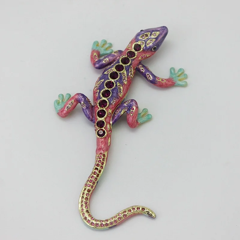 

SHINNYGIFTS эмалированная металлическая ручная работа Gecko металлическая коробка-хамелеон
