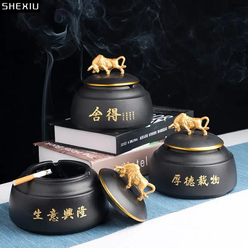 

Декоративный керамический поднос Golden Bull, аксессуары для растений, поднос для дыма, хороший интервал, домашняя пепельница, подарки для парня