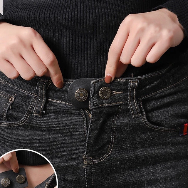 Prolongateur de bouton en métal magique pour pantalons et jeans, rallonge  de taille rétractable réglable, couture gratuite, extenseur de ceinture à  bouton - AliExpress