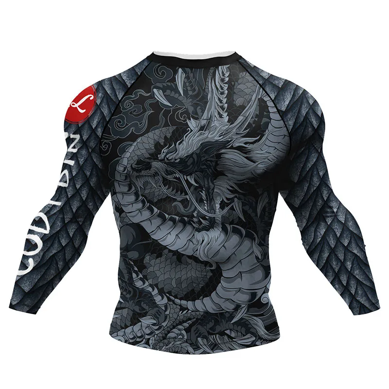 4PCS/Set Men Rashguard MMA T-shirt + Pants Snake Jiu Jitsu Grappling Bjj Gi Boxing Rash Guard Sportsuits Leggings Suit MMA Shorts sports apparel mens t shirt