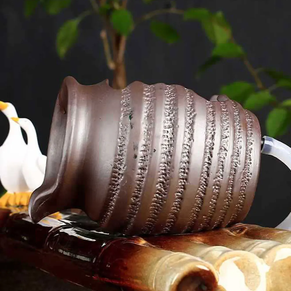 Water Fountain Ceramic Jar Water Fountain Fish Tank Water Dispenser Aquarium Waterfall Filter Roller Decoration