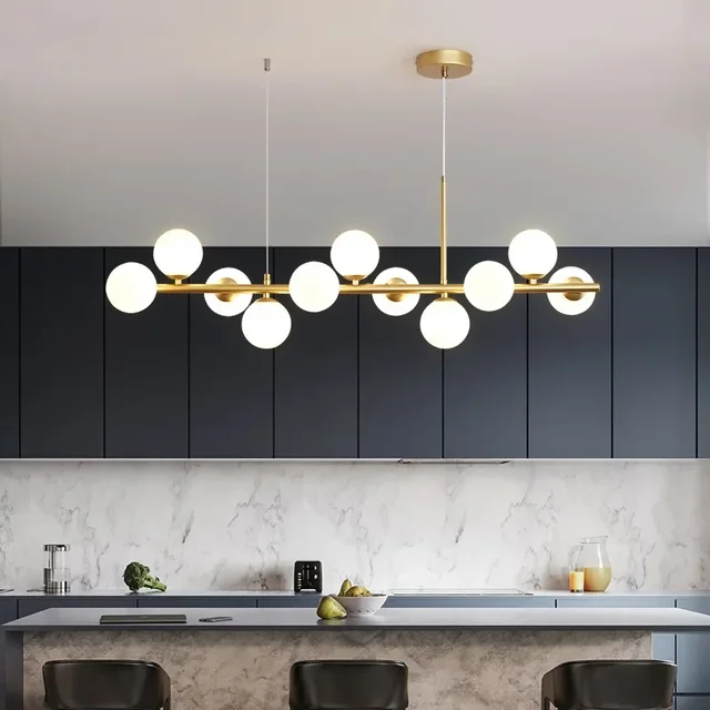 Lámpara de techo con bola de cristal moderna para mesa, comedor, sala de estar, cocina, isla, lámpara colgante, decoración del hogar, accesorio de iluminación interior 2