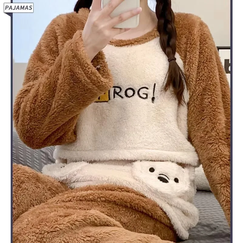 New Maternity Feeding Pajamas Winter Sets Women Winter Nursing Clothes Set Fashion Cartoon Lactation Coat Long Trousers Twinset 6