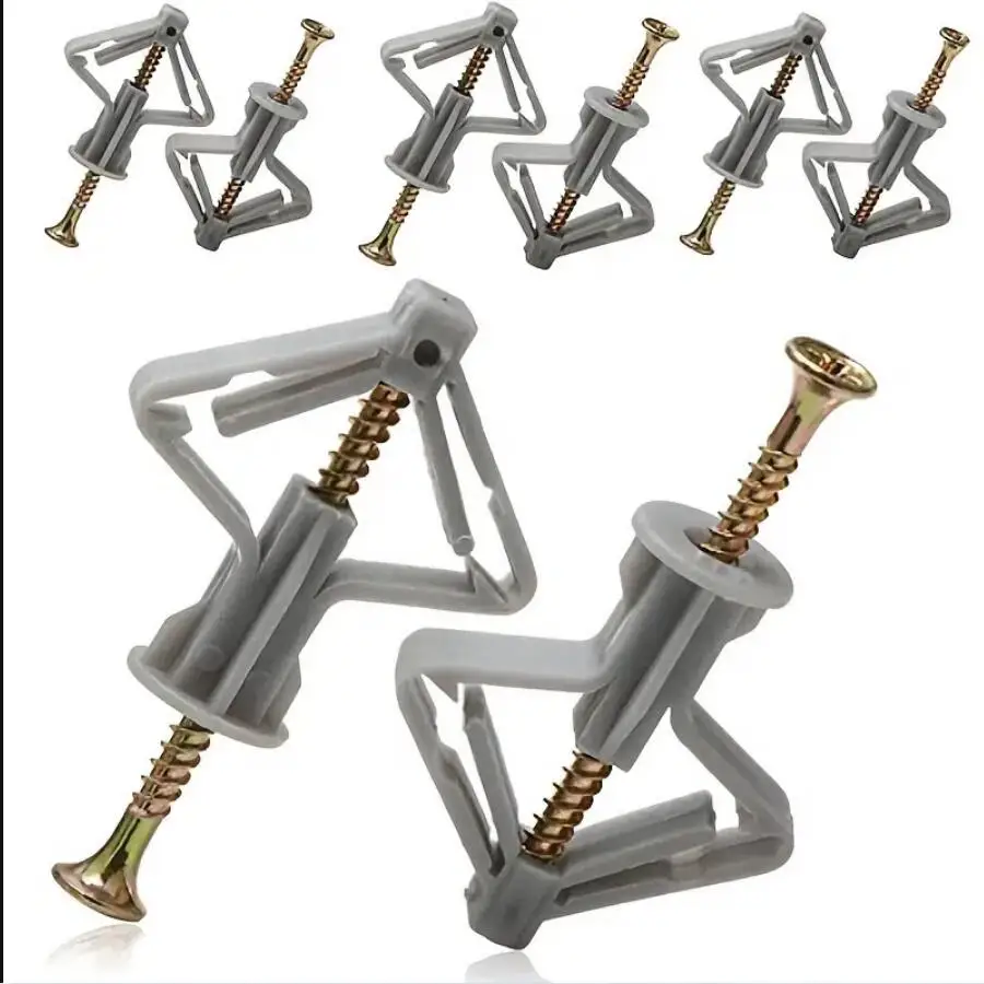 Description Picture 5 of item100pcs Gray Butterfly Drywall Anchor Expansion Screw for Plasterboard Wall Plug with Self Tapping Screws Drywall Anchor Kit