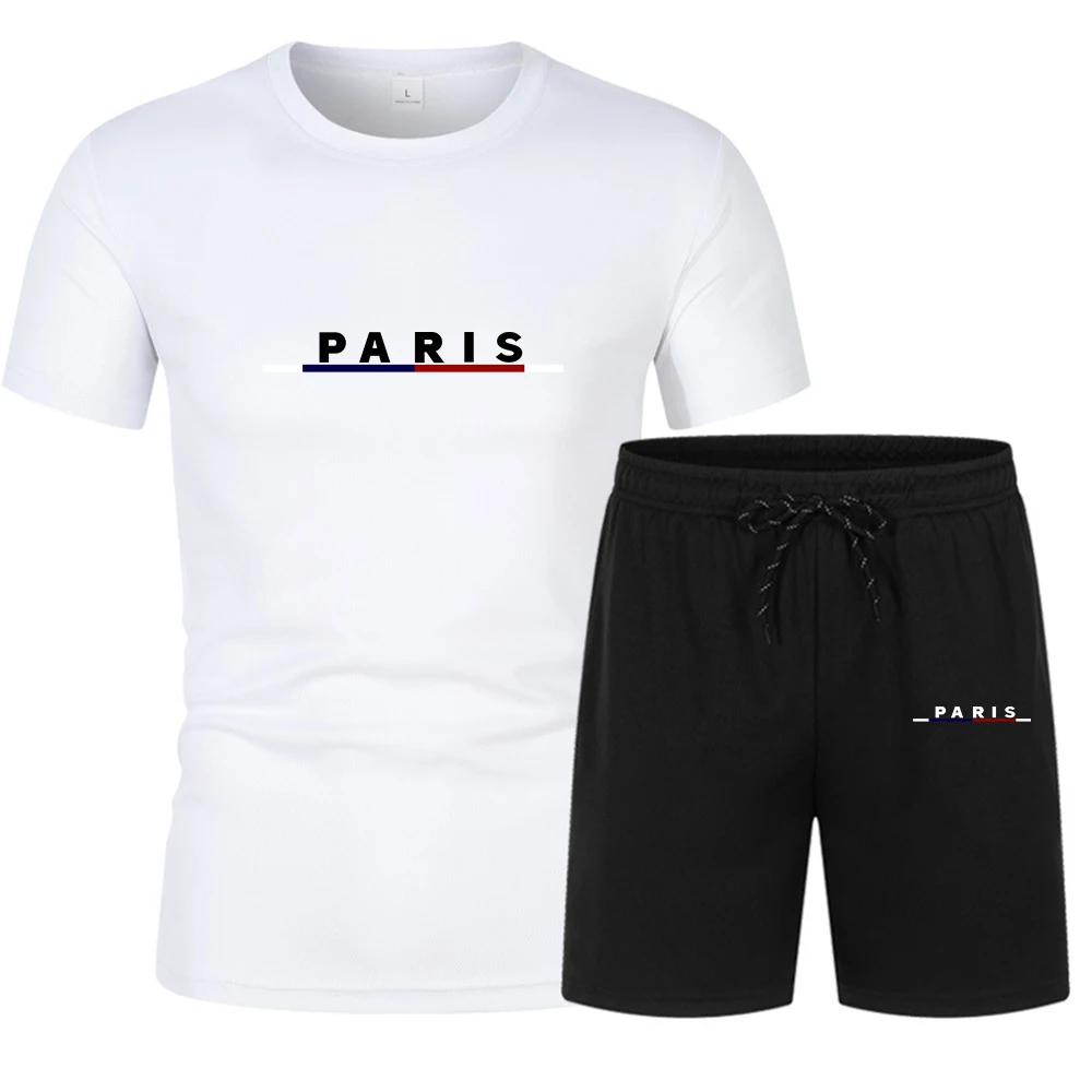 Summer Men's Sets 2024 Men's Sportswear T-Shirt+Shorts Suit Breathable Short Sleeve T-Shirt Casual Wear Basketball Training Wear