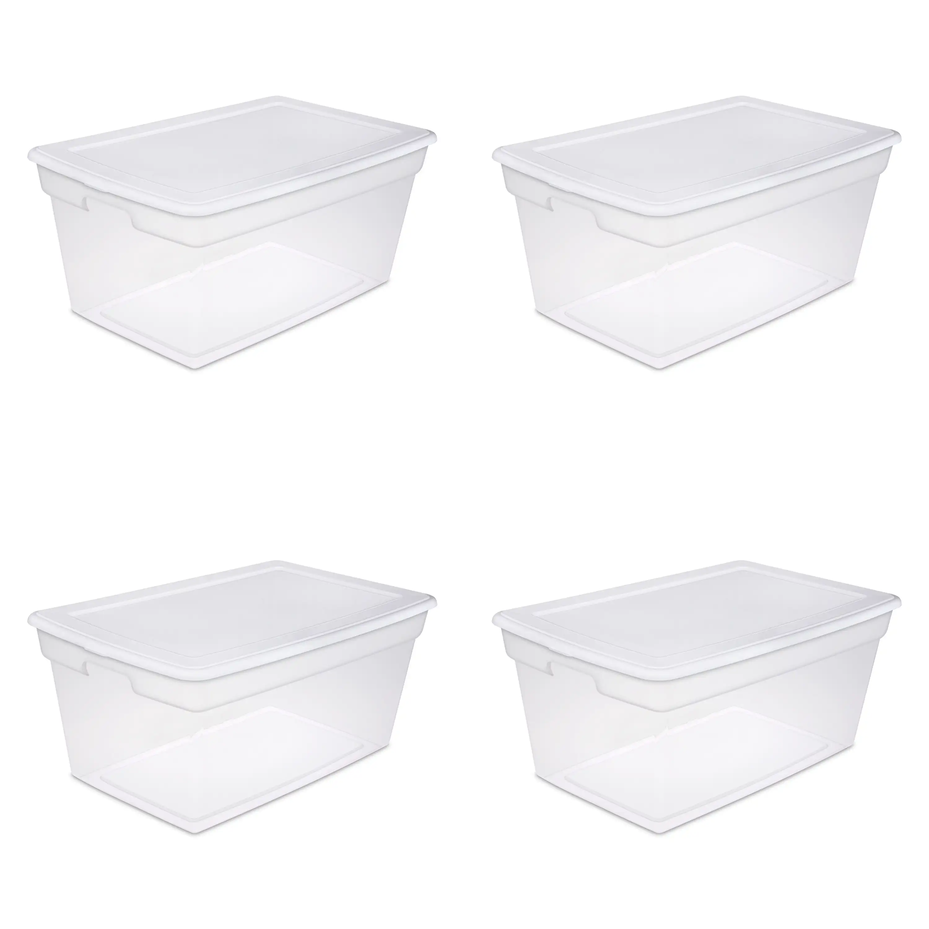 90 Qt. Storage Box Plastic, White, Set of 4