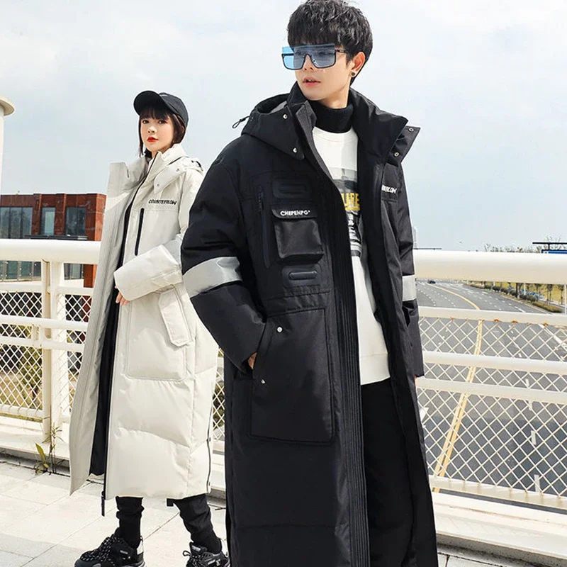 Gmiixder 2023 New Over Knee Down Coat Men's Mid Length
